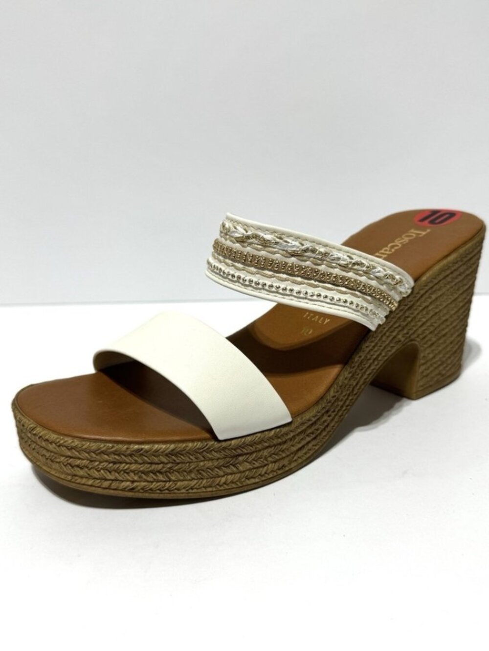 Toscanella Women's Enable Wedge Sandals White Size 10 M